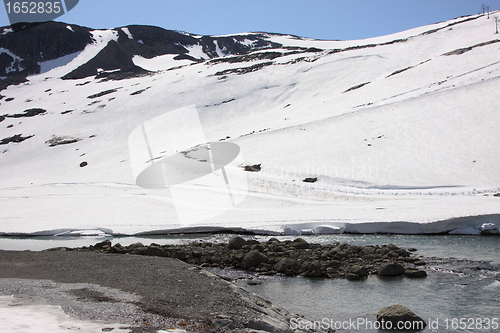 Image of snowy mountain resort and winter sports in Norway