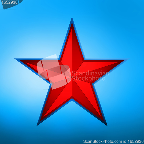 Image of illustration of a red star on blue. EPS 8