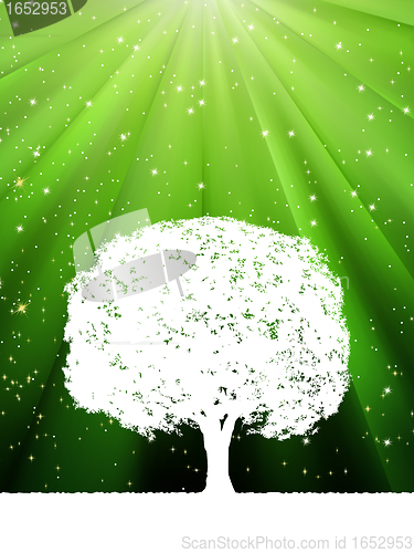 Image of Tree with green burst for your design. EPS 8