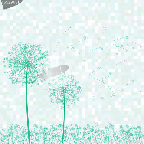 Image of Retro card with flowers and dandelion. EPS 8