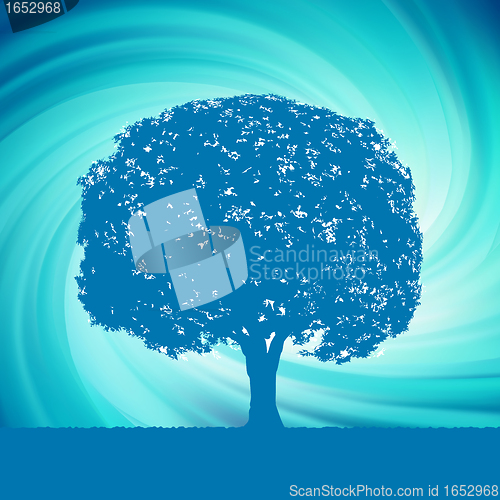 Image of Tree with blue twirl for your design. EPS 8