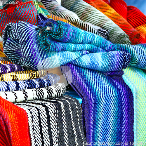 Image of  colorful scarves in market