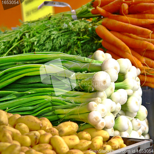 Image of  Selection of summer seasonal organic vegetables 