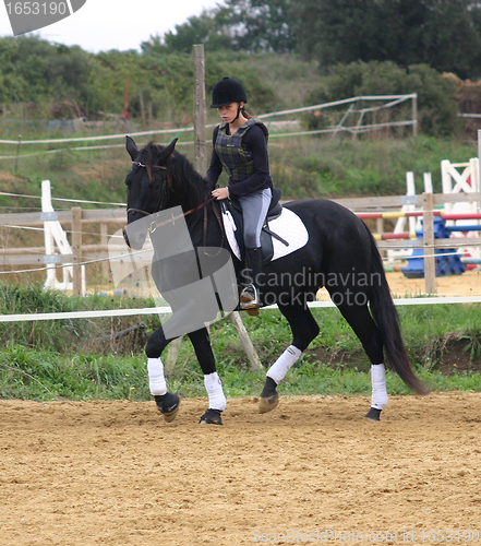 Image of horse and woman in dressage