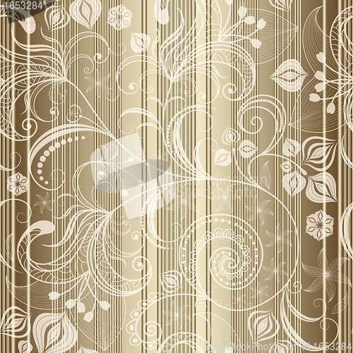 Image of Seamless gold striped floral pattern