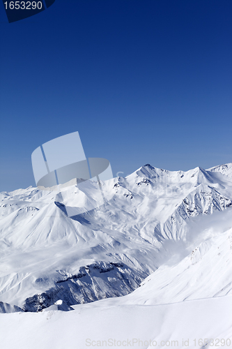 Image of Snowy mountains. Caucasus Mountains, Georgia