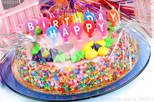 Image of Colorful Happy Birthday Cake