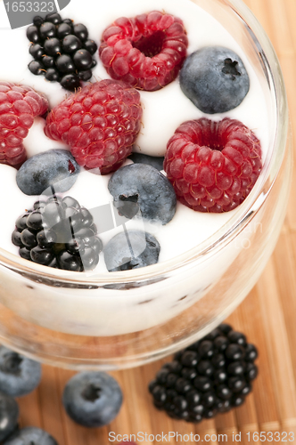 Image of Yogurt with blueberries, raspberries and blackberries