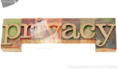 Image of privacy word in letterpress type
