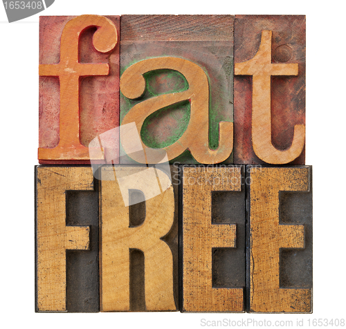 Image of fat free in letterpress wood type