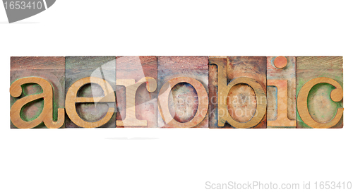 Image of aerobic word in letterpress type