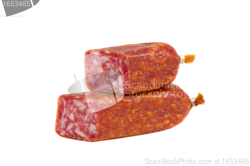 Image of cut smoked sausage pieces 