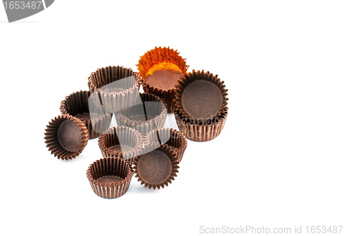 Image of Brown chocolate rounded baking paper cups