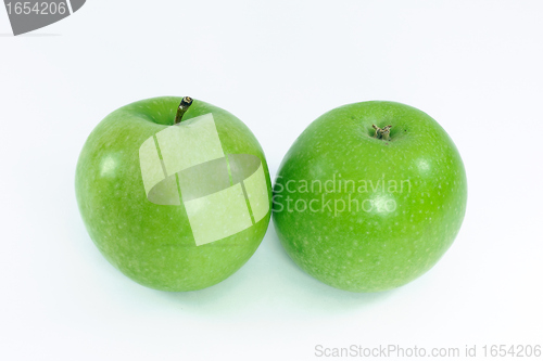 Image of Green apples on a white