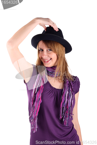 Image of Girl with brackets in a hat