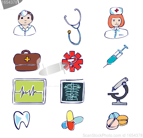 Image of medical and hospital symbols and icons