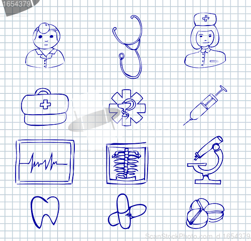 Image of medical and hospital symbols and icons