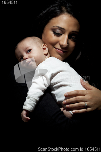 Image of Attractive Ethnic Woman with Her Newborn Baby