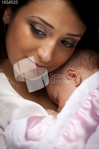 Image of Attractive Ethnic Woman with Her Newborn Baby