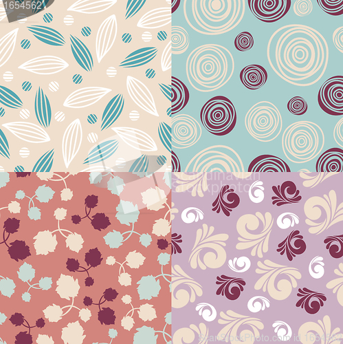 Image of set of cute seamless backgrounds