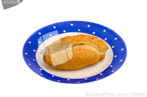 Image of Karaite pastry stuffed with chop lamb in blue dish 