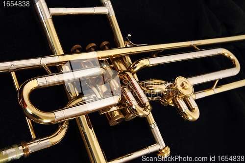 Image of old golden trumpet detail