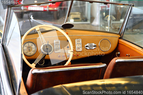 Image of very old car interior 