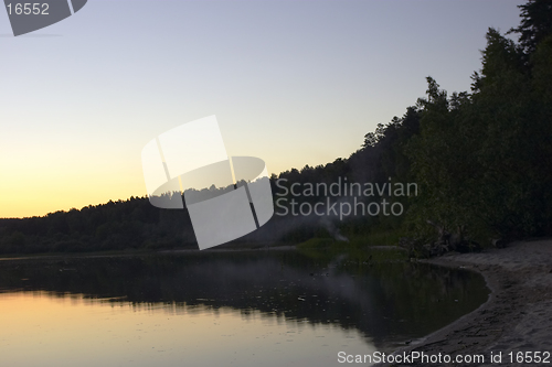 Image of summer sunset and smoke under water