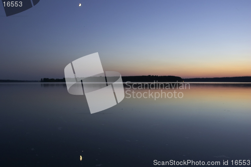 Image of sunset and moom on the sea