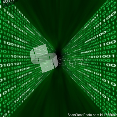 Image of Corridor of green binary code