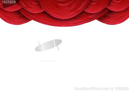 Image of Red curtains on white background