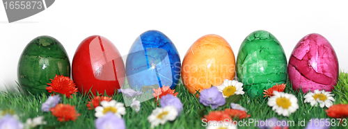 Image of Easter banner with colorful eggs