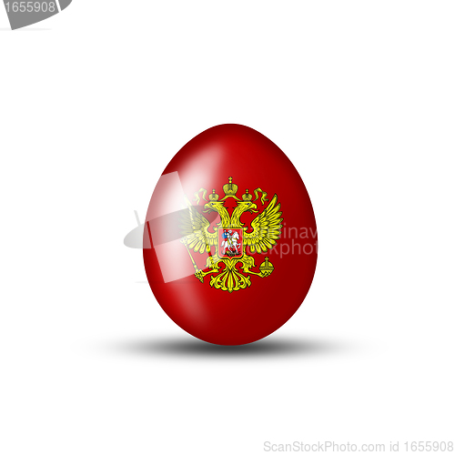 Image of Russian coat of arms on a red egg