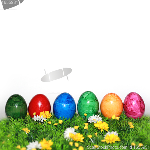 Image of Easter eggs on a white background