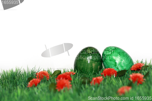 Image of Green-painted Easter eggs