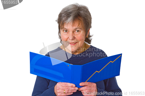 Image of Female senior looking  at statement of account