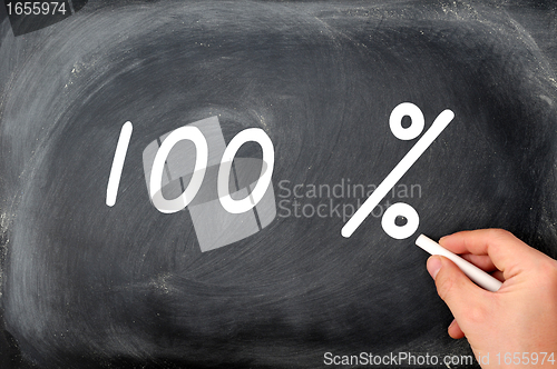 Image of Writing 100 percent on a blackboard