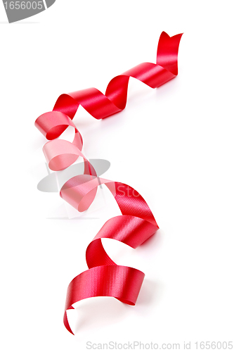 Image of Curled red holiday ribbon