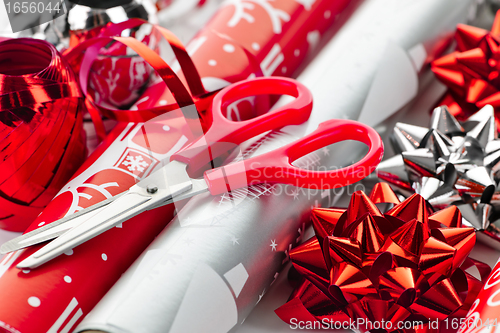 Image of Christmas wrapping paper rolls