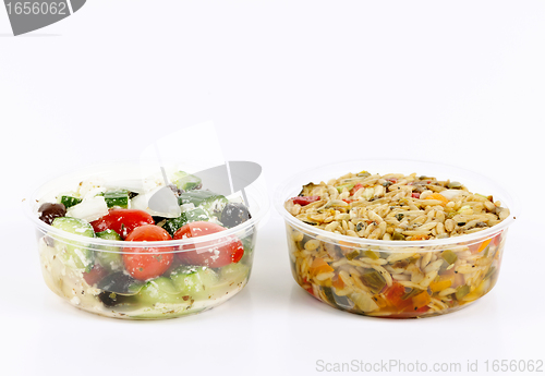 Image of Prepared salads in takeout containers