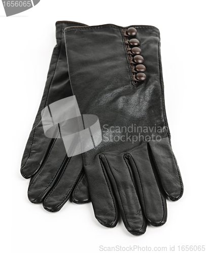 Image of Black leather gloves