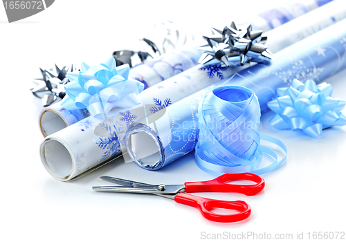 Image of Christmas wrapping paper rolls