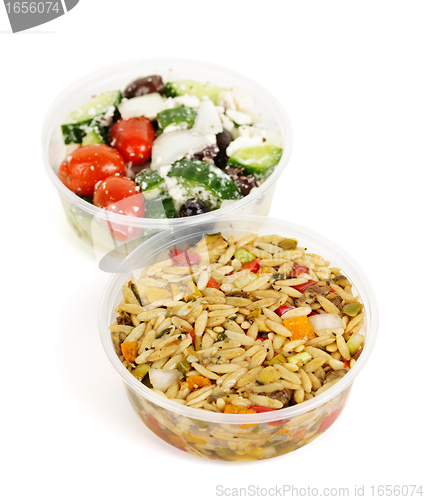 Image of Prepared salads in takeout containers