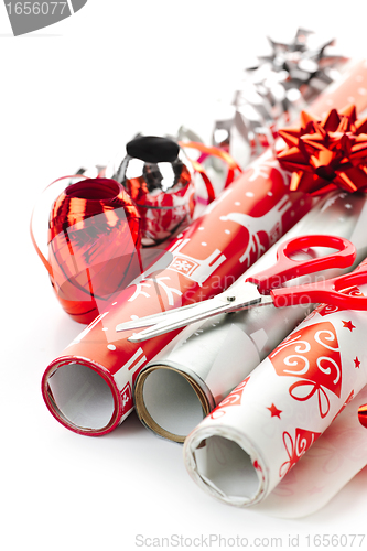 Image of Christmas wrapping paper rolls