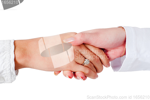 Image of Business ladies handshaking