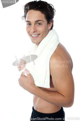 Image of Young athlete after workout at gym