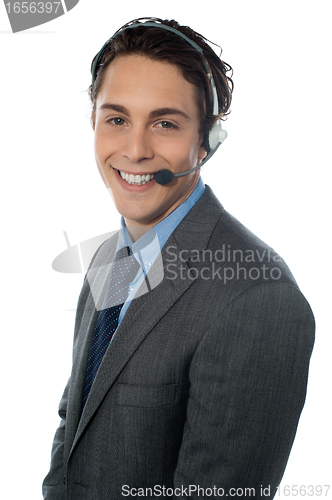 Image of Male customer service representative smiling