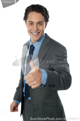 Image of Image of a corporate man with thumbs up sign