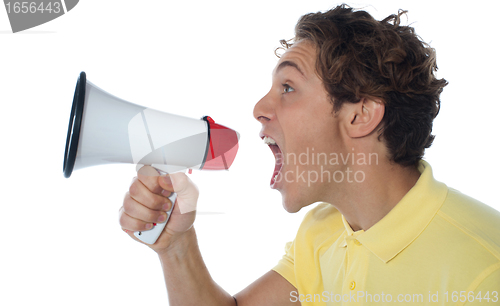 Image of Young man with megaphone