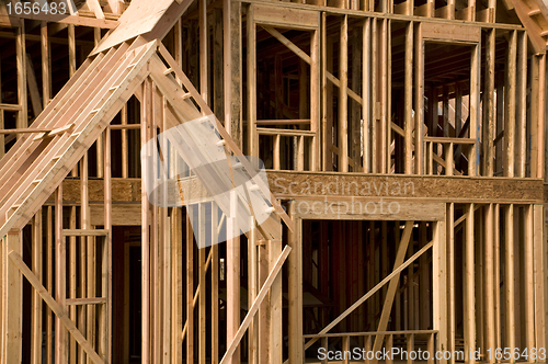 Image of Part of a house in the framing phase of construction